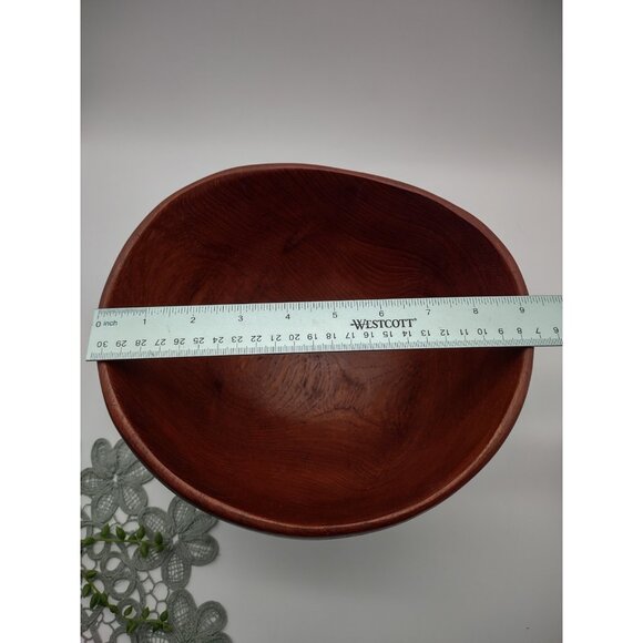 Vintage MCM Teak Wood Salad Serving Bowl, with Wood & Steel Tongs, READ - Picture 10 of 17